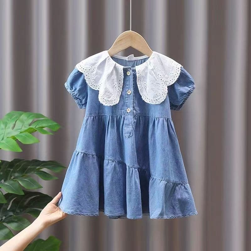 Girls' Doll Collar Dress Summer New Arrival Baby Girl Stylish Birthday Dress Toddler Cute Pleated Skirt