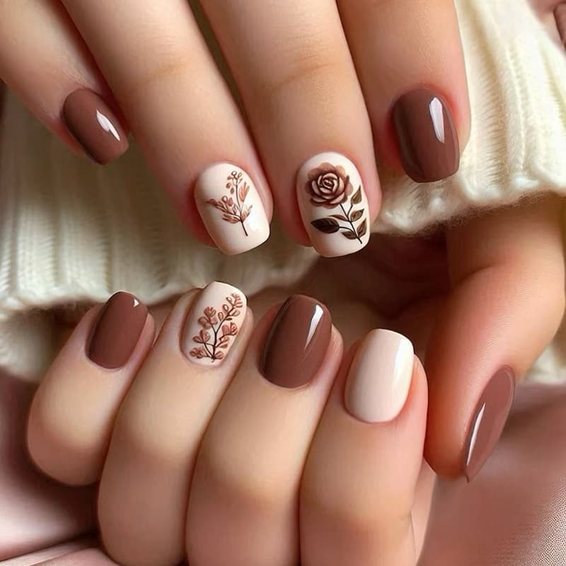 Solid Color Line Press-On Nails Detachable Fake Nails Simple Rose Short Nails 24 Pieces