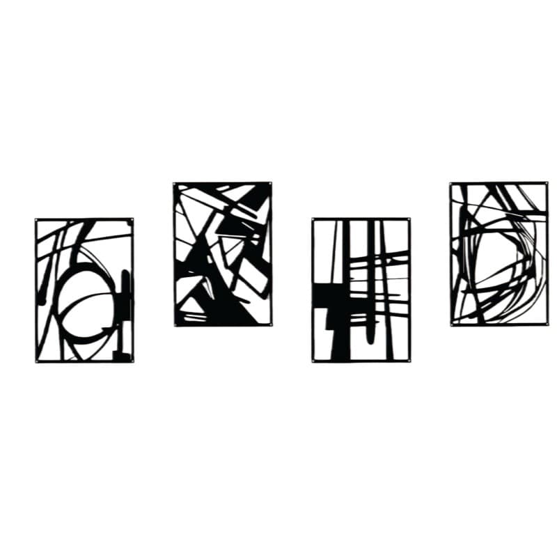 4-Pack Black Abstract Metal Wall Art – Minimalist 3D Line Art Wall Decor