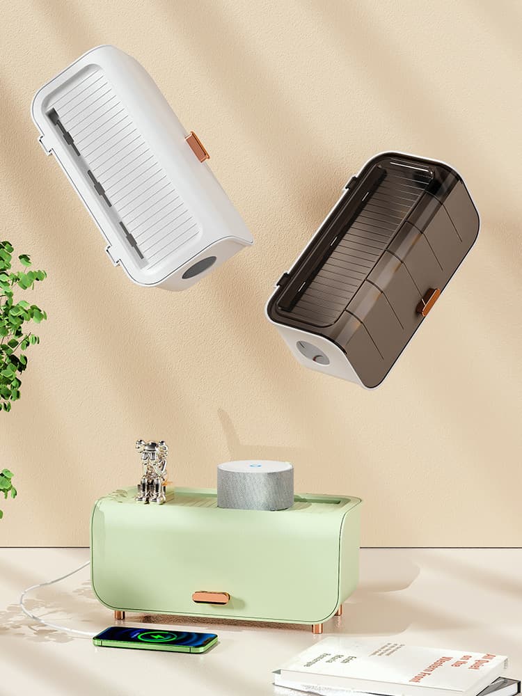 Luxury Cable Management Box, Power Strip and Data Cable Organizer, Charger Desktop Socket with Cover