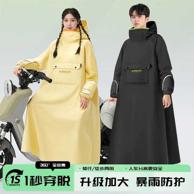 Pocket Electric Vehicle Adult Full Body Long Heavy Rain Electric Bike Outer Wear Unisex Riding Rain Poncho Thick Rainwear Heavy Duty