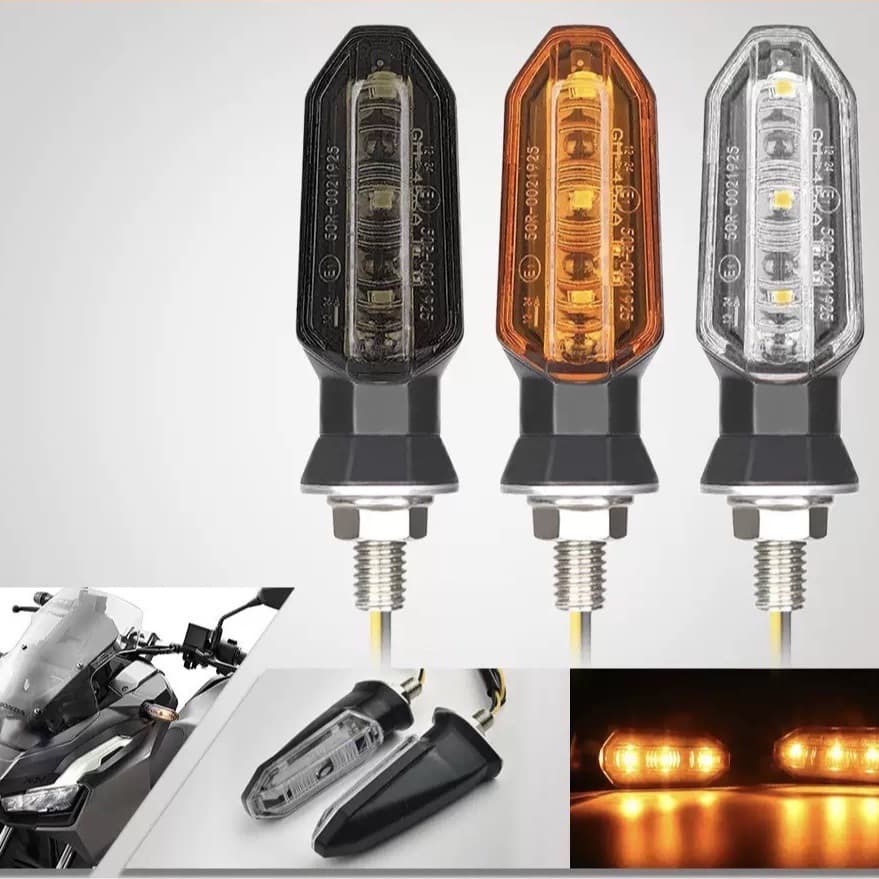 European and American Small Yellow Shark 3 LED High Brightness Black Shark Motorcycle Turn Signal E1 for Honda Suzuki Kawasaki Yamaha