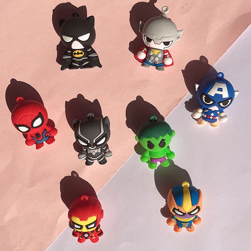 New Q-Version Marvel Avengers Keychain Figures Spider-Man Iron Man Thanos Batman Pendant Wholesale