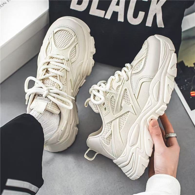 Men's Shoes 2026 New Winter Breathable Mesh Casual Thick Sole Slip-resistant Versatile White Sneakers Height-increasing Sports Dad Shoes