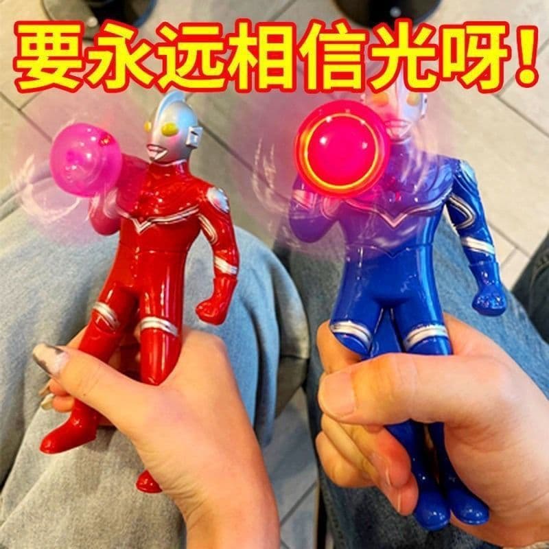 Ultraman hand-held light-emitting small fan hand-pressed Superman toy funny gift press flash small fan manual fan