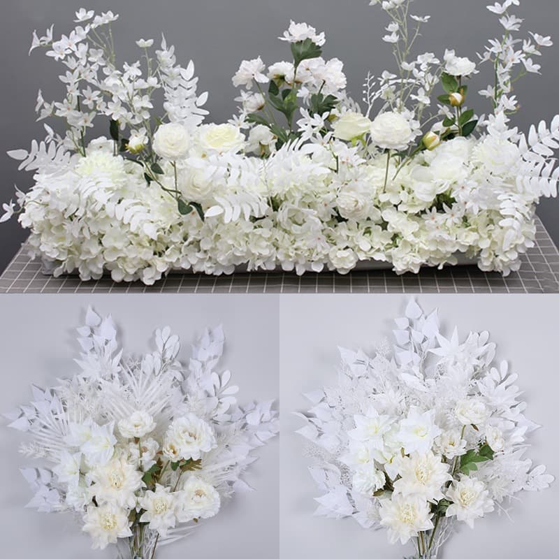 White Artificial Flowers, Forest Wedding Supplies, Fake Flowers for Wedding Row Decoration, Silk Flower Arrangement, Artificial Floral Decor
