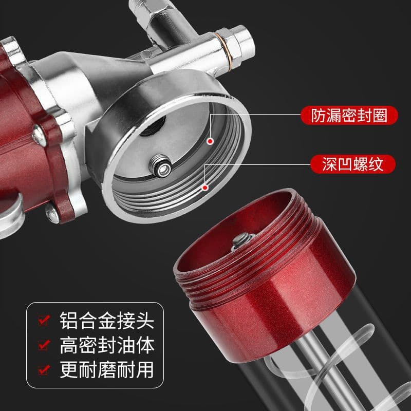 Pneumatic Grease Gun, Heavy-Duty Self-Priming High Pressure Continuous Transparent Zipper Caterpillar