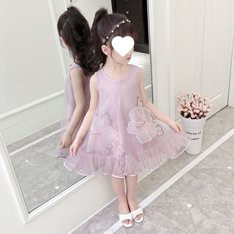 Girls Fashion Dresses 2026 Summer New Style Girls Sleeveless Princess Dresses Children's Summer Style Floral Skirts