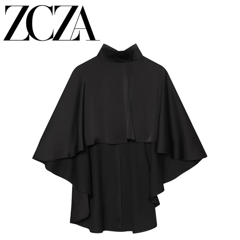 ZCZA Self-Made European-American Style New Women's Fashion Versatile Cross-Border Chic Casual Simple Cape Top
