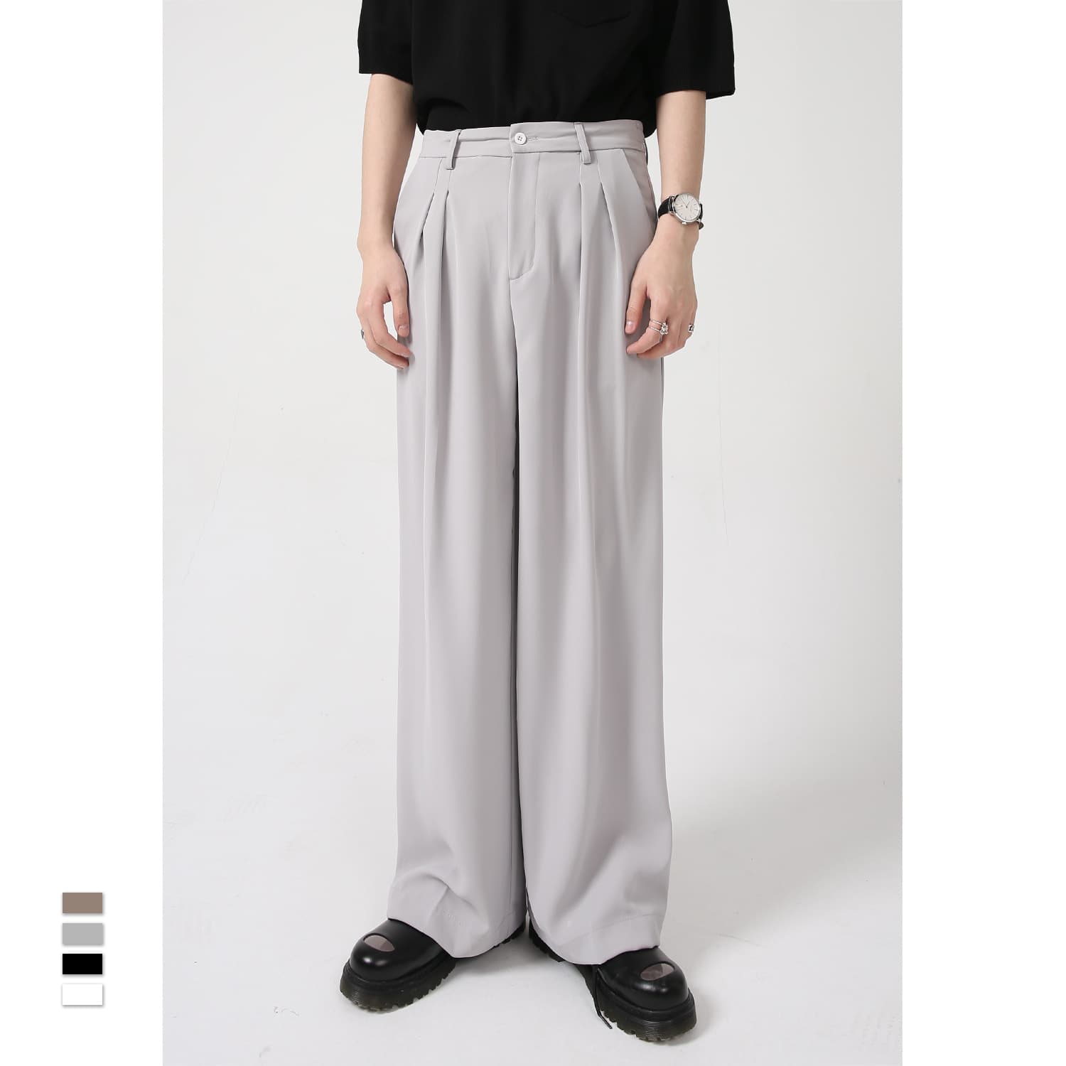 MTLCLOTHES Men's Clothing | Spring New Arrival Korean Loose Fit Simple Draped Straight Casual Trousers