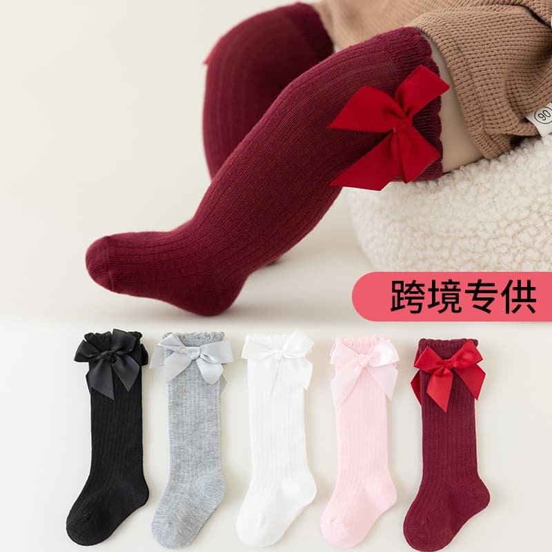 Children's Socks Spring and Autumn Stockings Baby Baby Socks Princess Style Korean Style Big Bow Girls' Calf Socks