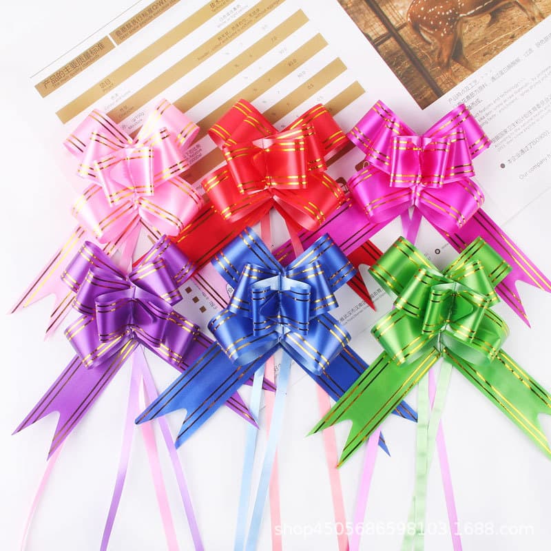 Medium size, gold-edged ribbon gift box packaging with bow, double happiness character ribbon, hair ribbon, wedding tie rope, and tie band.