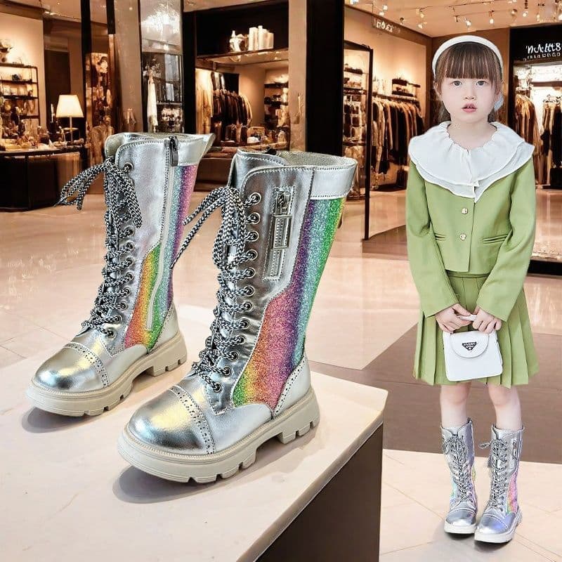 Girls' Boots, Knee-High, Autumn and Winter High Boots, Catwalk Performance Boots, Children's Fashion Princess High Boots, Simple