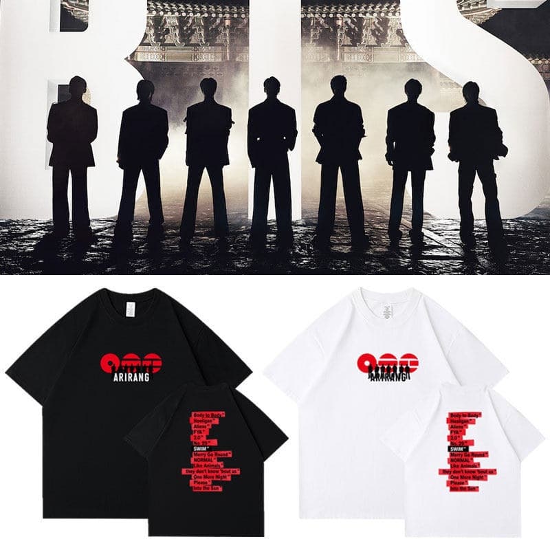 BTS Concert Album ARIRANG Merchandise Short Sleeve T-Shirt Cotton Loose Fit Printed Top