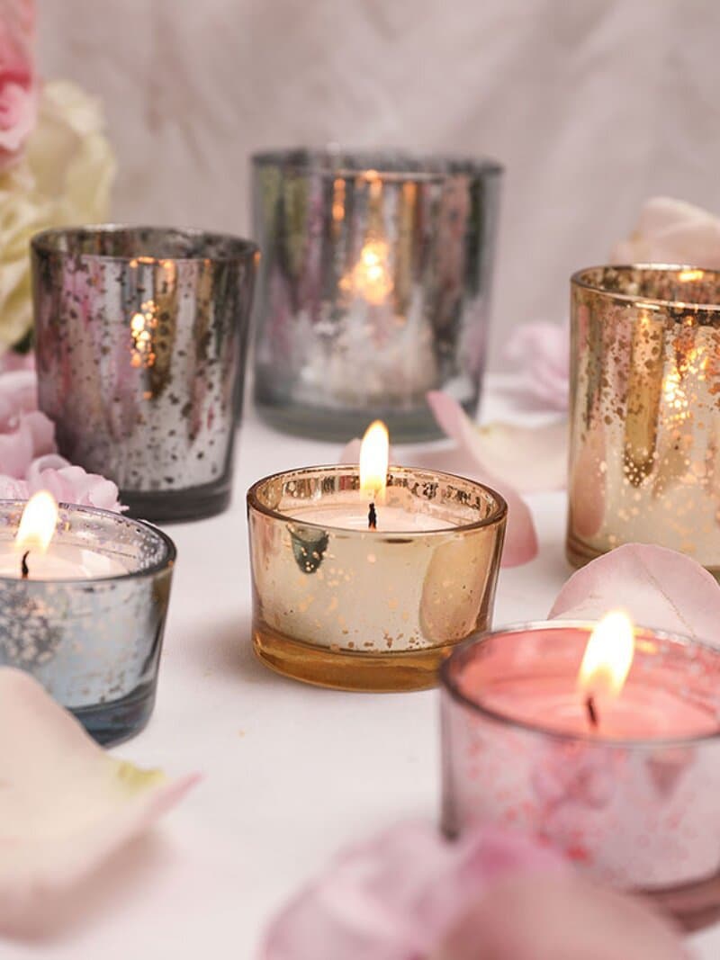 Colorful Glass Candlestick Candle Holder Lamp Decoration Romantic Candlelight Dinner Bar Restaurant Home Candlestick Decoration Arrangement