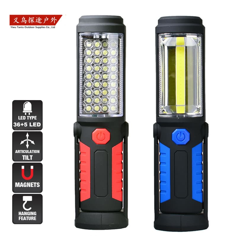 Multi-function LED Work Light with USB Charging, Magnetic Rotating Flashlight for Automotive Repair Emergency Lighting and Outdoor Camping