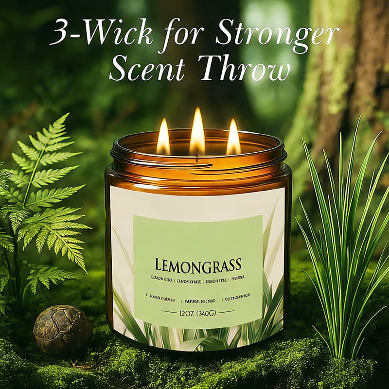Cross-border Large Capacity 12oz Three-Wick Candle Glass Cup Citronella Mosquito Repellent Candle Smokeless Soy Wax Outdoor Candle