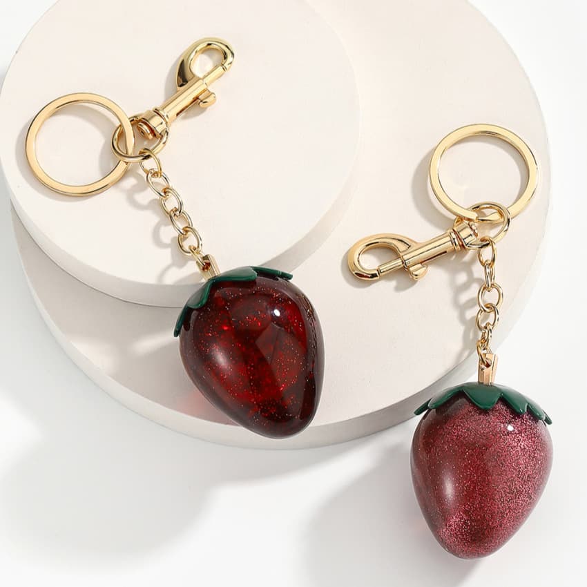 Cross-border Fruit Bag Charm Glitter Large Strawberry Keychain Handbag Pendant Creative Women's Car Decoration