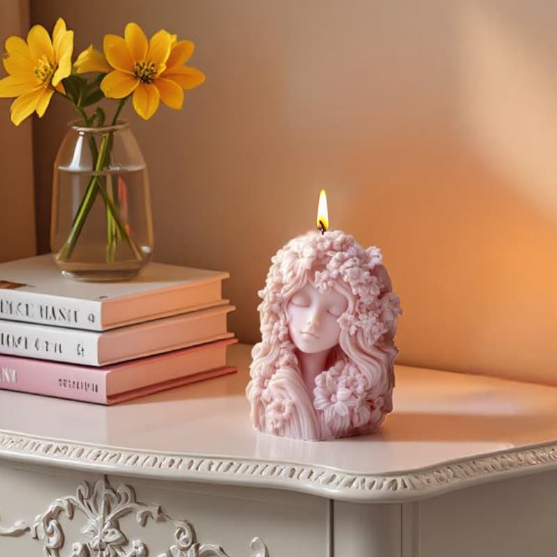 Sanxin Garden Sleeping Girl Aromatherapy Candle Silicone Mold DIY 3D Floral Girl Candle Silicone Mold