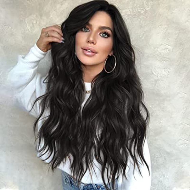 Amazon European and American front lace wig 4*1 front lace wig center parted large wavy long curly hair set
