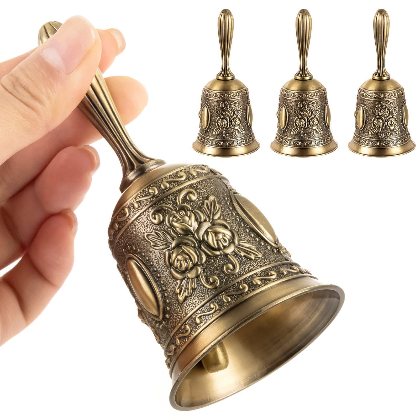 Hand-cranked bells, retro copper bells for serving dishes, metal bells for the elderly, school bells, early education bells, Christmas bells