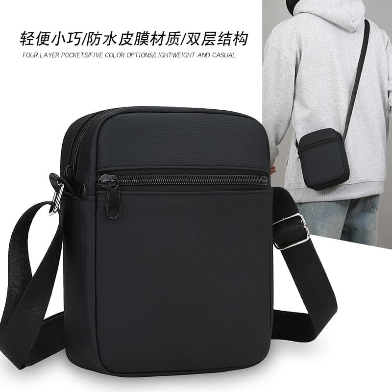 New casual men's bag PU shoulder crossbody bag mini bag lightweight Korean version trendy sports bag summer mobile phone bag for men