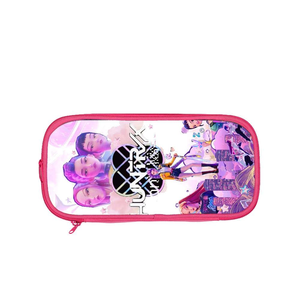 Huntrix Kpop Student Pink Double-Layer Pencil Case Kpop Hunter Magic Girl Group Student Storage Stationery Bag Pencil Bag