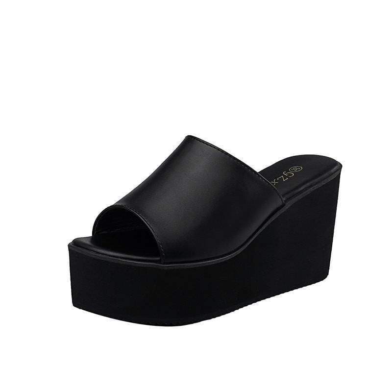 9CM Wedge Heel Platform Sandals with Thick Sole, Peep Toe, Inner Height Increase, Women's Summer Outdoor Slippers