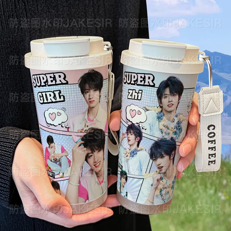 Yan Zhu Zhixin Celebrity Cute Thermos Cup 316 Stainless Steel Large Capacity Straw Water Bottle Car Coffee Cup for Men and Women