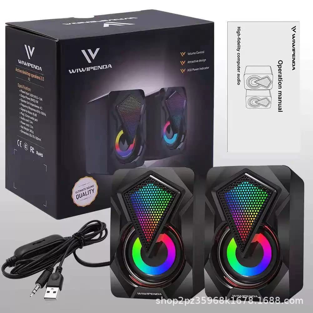 Wired Multimedia Desktop Computer Speaker for Home Use, Mini Colorful USB Small Stereo Subwoofer
