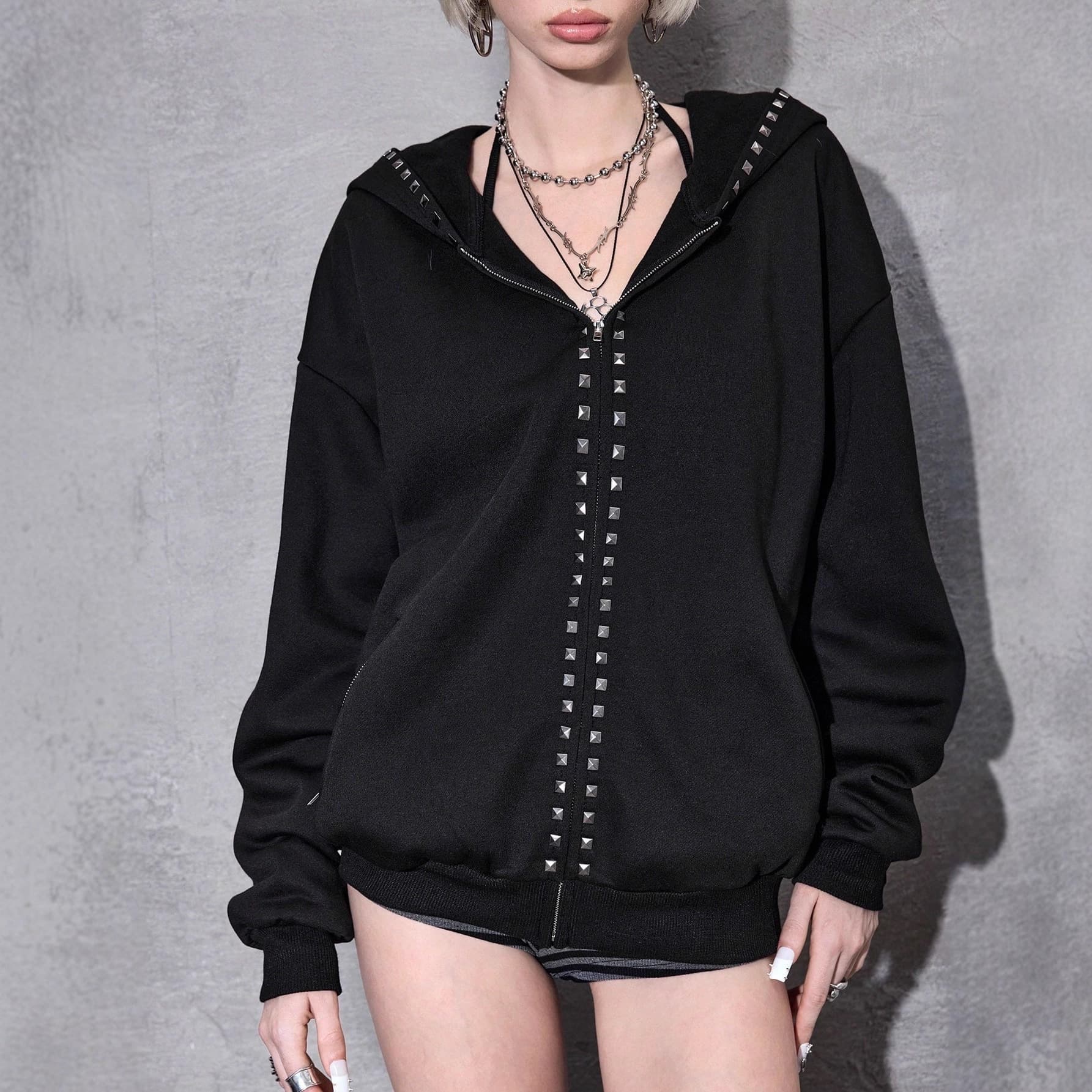 2025 new y2k fashion trend cardigan hoodie personality dark punk sweatshirt wholesale same style for men and women