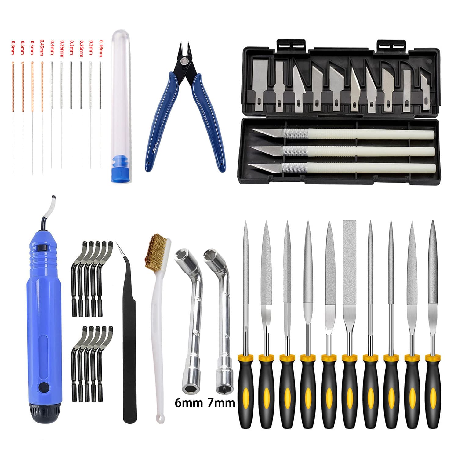 3D Printer Tool Kit Cleaning Needles Tweezers Wrench Carving Knife Trimming Knife Tube Cutter Set