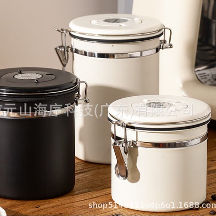 304 Stainless Steel Airtight Coffee Bean Storage Canister with Exhaust Valve Anti-Oxidation Freshness Preserving Jar Custom LOGO Color