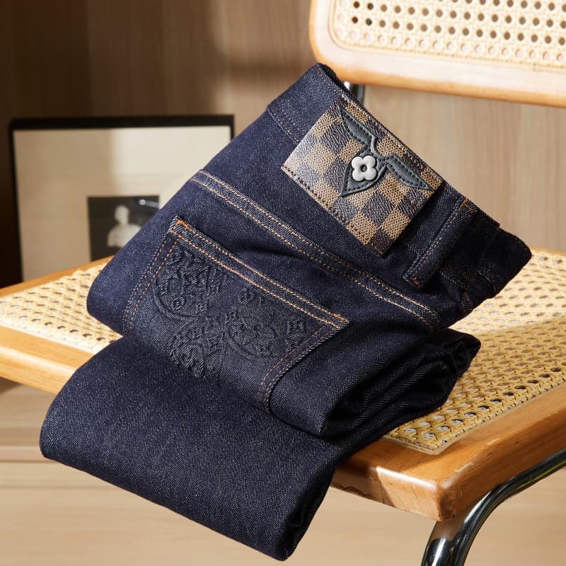 High-End Printed Jeans for Men New Spring/Summer Versatile Luxury Casual Slim Straight Leg Long Pants