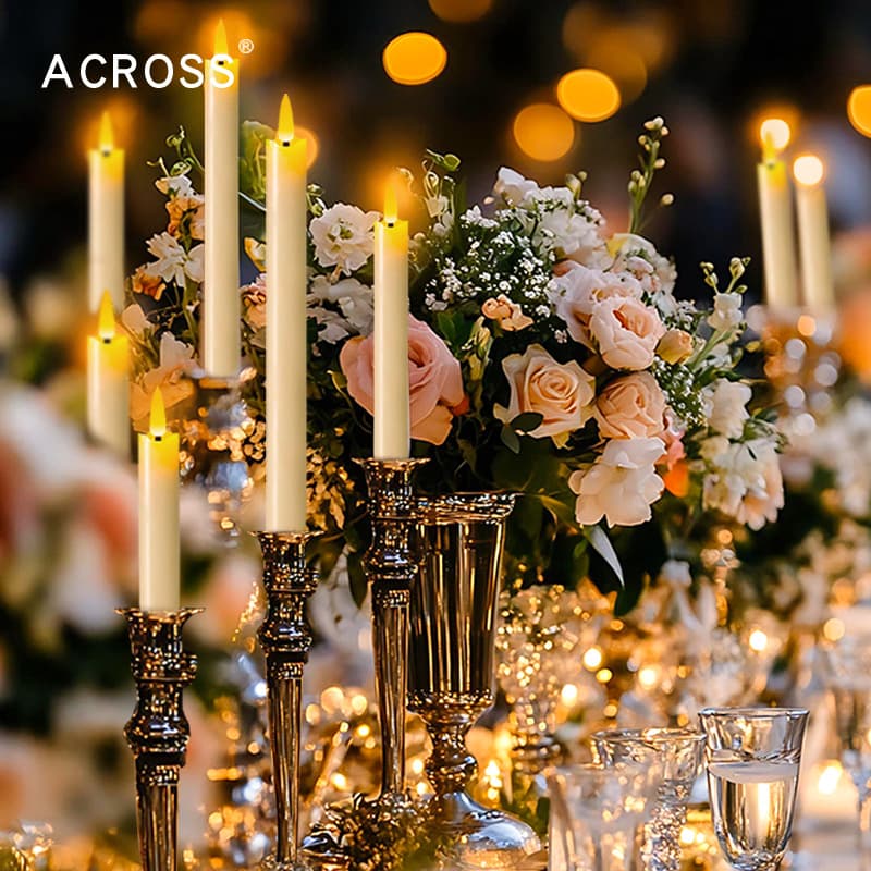 5, 7, 9.5 inch Wave Edge Floating Wick Real Wax LED Electronic Candle Light for Weddings, Christmas, Halloween