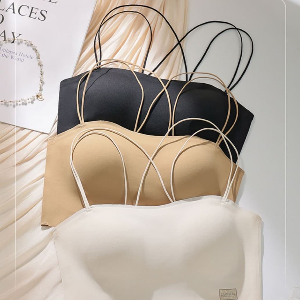 New Summer Cross-Back Strap Bra for Women, Seamless Wire-Free Camisole, Lightweight and Cool Vest Bra