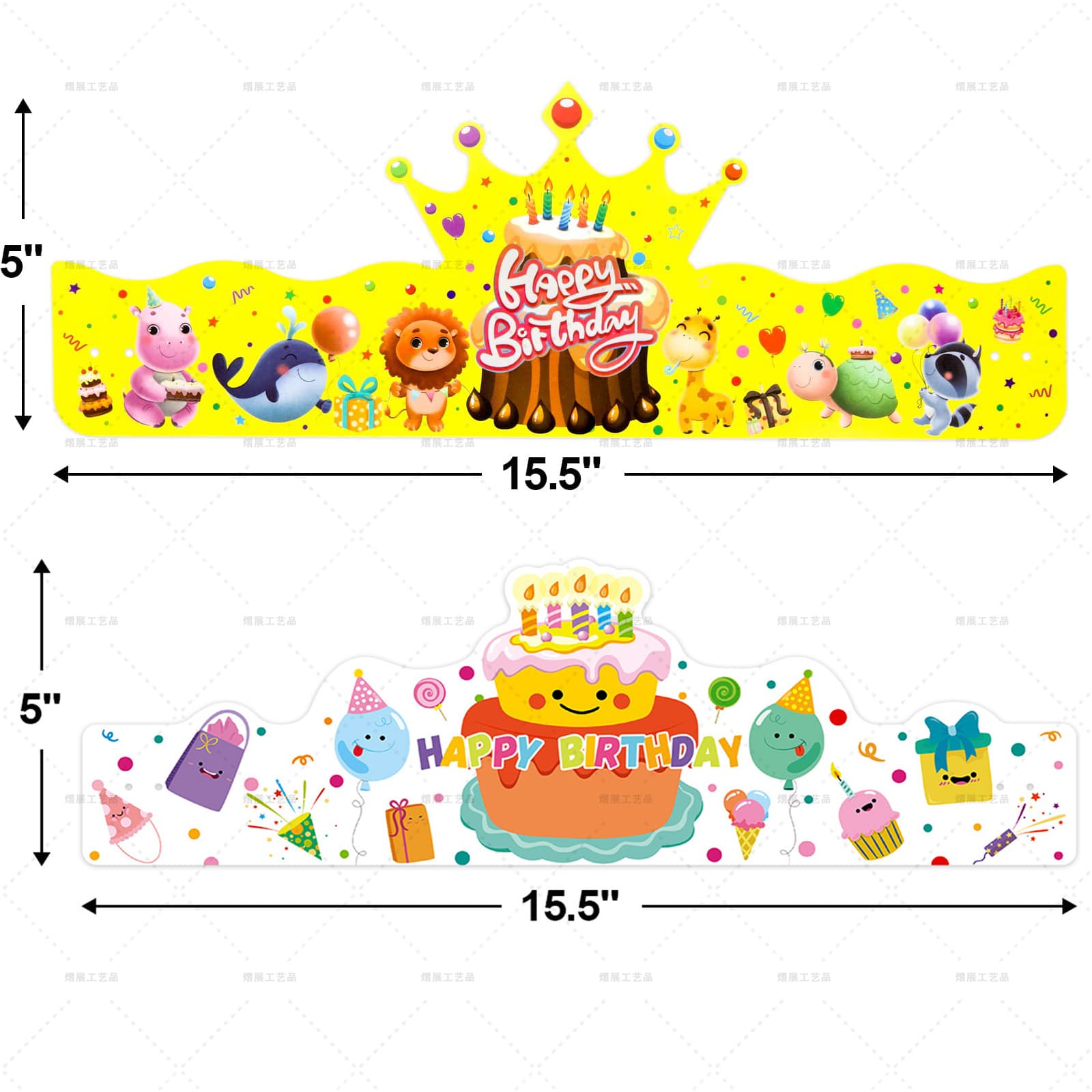 Party Supplies Children's Birthday Crown Decorative Paper Hat Cartoon Cake Decoration Party Photo Props