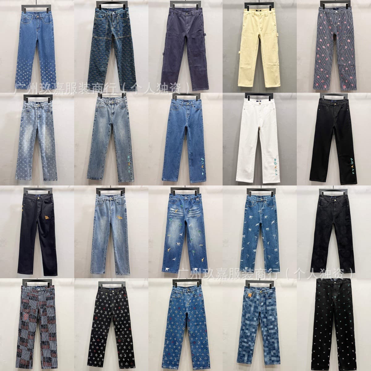 Cross-border. Correct version. LV Monogram Denim Jeans 2025 New Straight Leg Pants