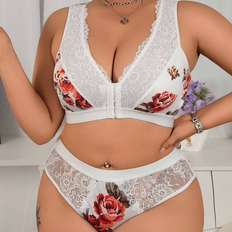 New Cross-Border Plus Size Sexy Lingerie Set 24607S European and American Pure Desire Nightgown Elegant Lingerie Set Wholesale