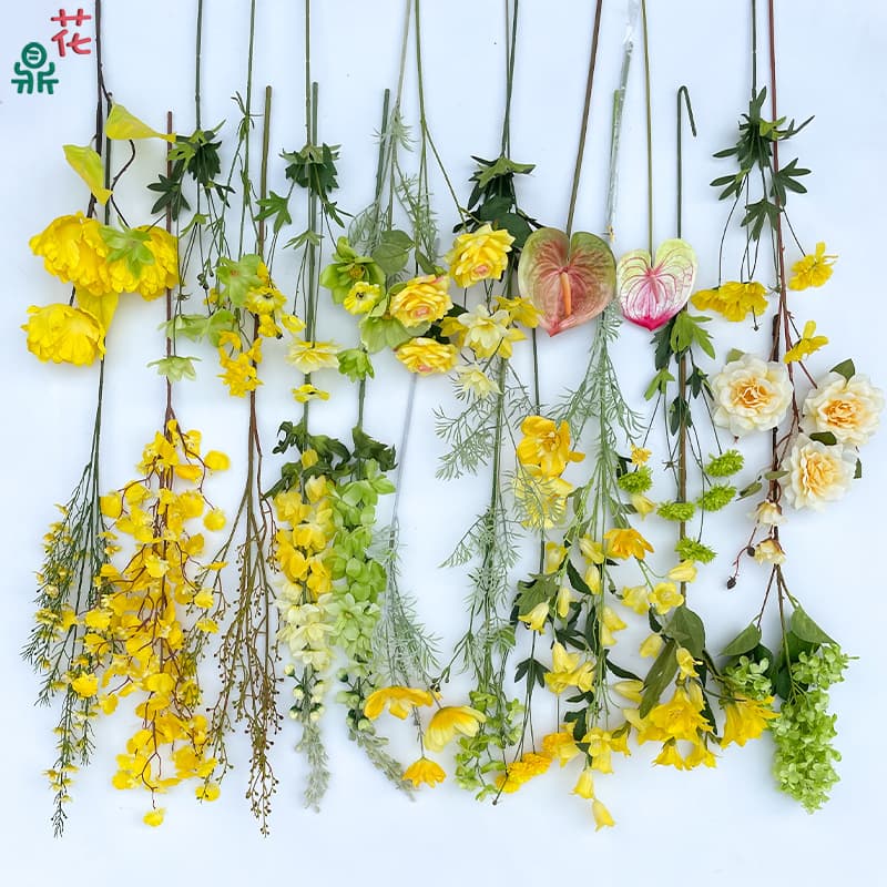 New Yellow-Green Wedding Floral Arrangement Decoration Artificial Flowers Rustic Bridal Fresh Floral Styling Silk Flowers
