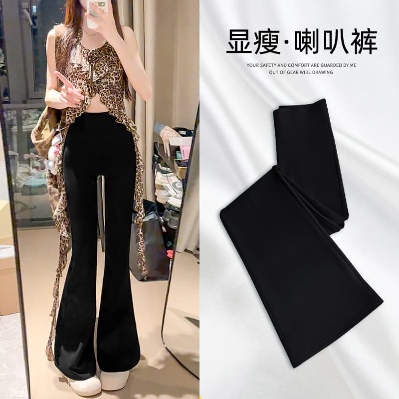 Micro-flared shark pants for women's summer outer wear high-waist slimming yoga sports tight Barbie flared leggings for women's summer thin