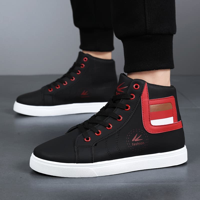 Men's Shoes 2024 New Season High-Top Sneakers Korean Style White Casual Shoes for Students and Sports