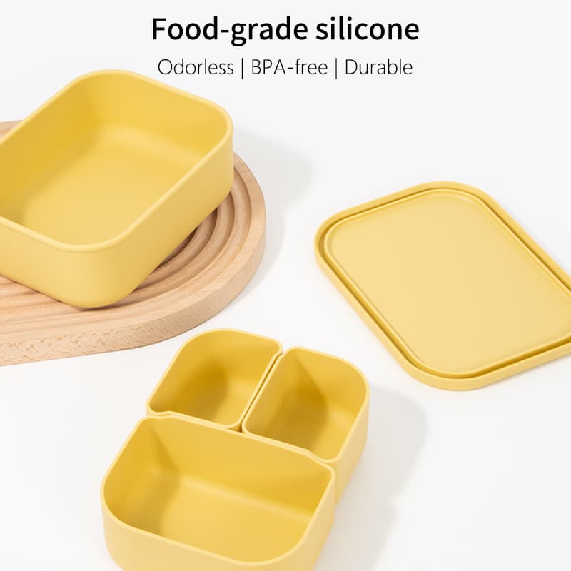 Silicone Bento Box, Food Grade BPA-Free Leakproof Lunch Container