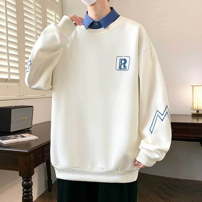 Spring and autumn 13 youth sweatshirt boys 12-15 years old junior high school long-sleeved T-shirt 14 fake two-piece tops autumn clothing