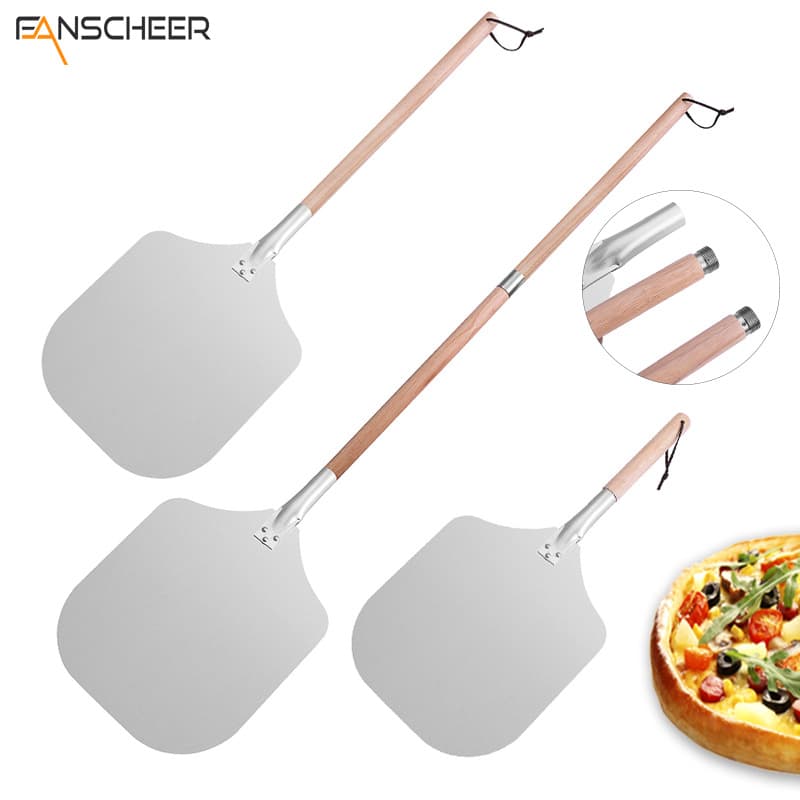 Manufacturer In-Stock Pizza Peel Aluminum Shovel Cake Spatula Detachable Wooden Handle Perforated 12/14/16-Inch Baking Transfer Pizza Peel