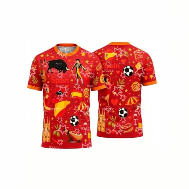 2026 Spain Football Jersey Fan Gift Spanish Style Pattern T-Shirt Summer Sports Men's T-Shirt
