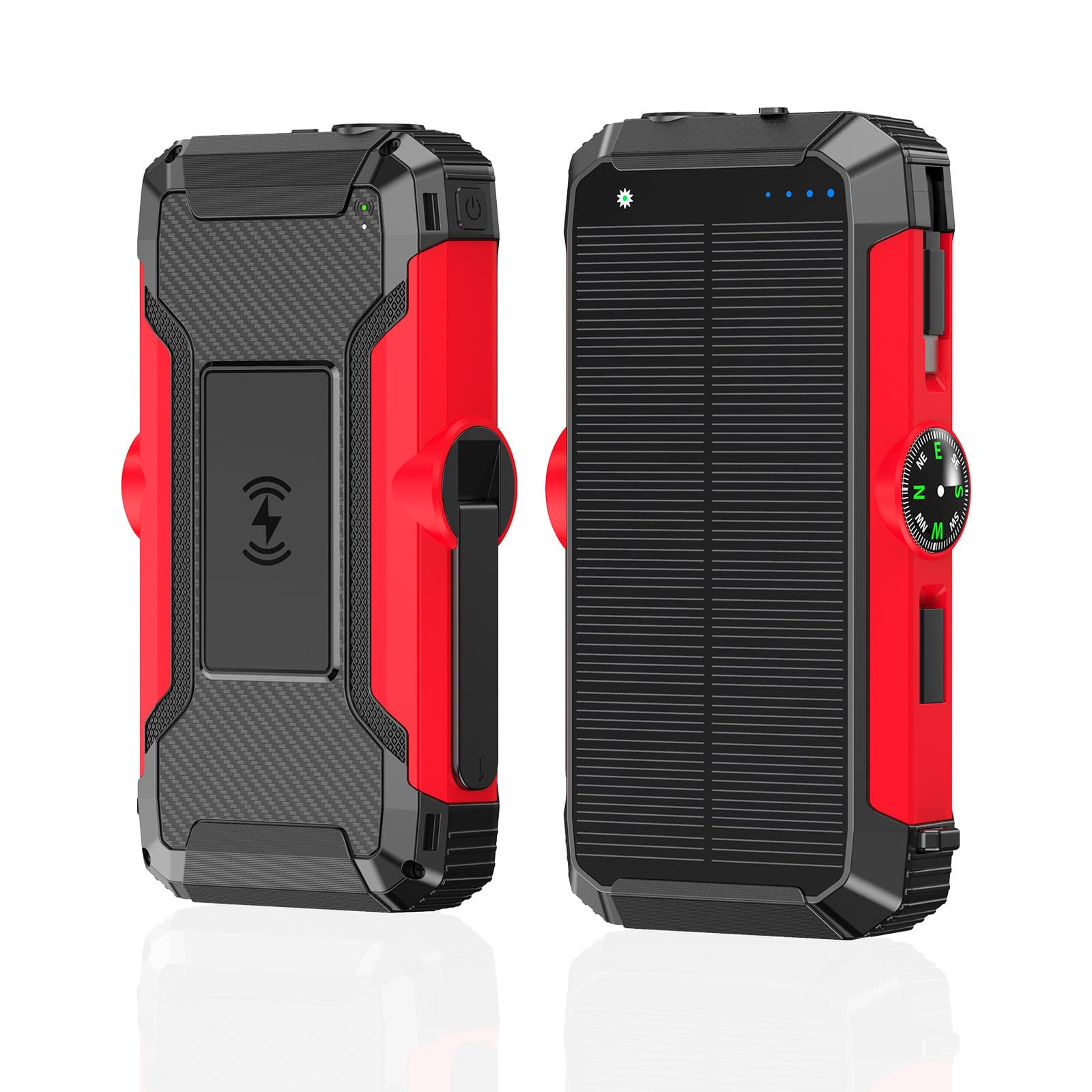 3C Retractable Cable Solar Hand Crank Power Bank 20000mAh 22.5W Portable Charger with Built-in Cable