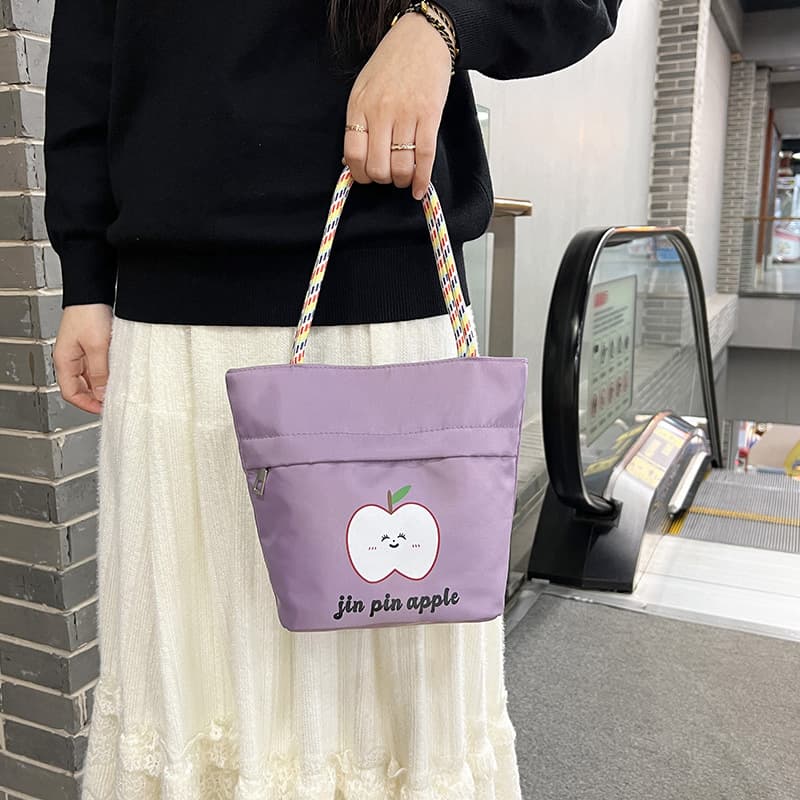 New Style Handbag for Women Apple Print Artistic Embroidery Women's Handbag Bucket Tote Bag Shoulder Bag