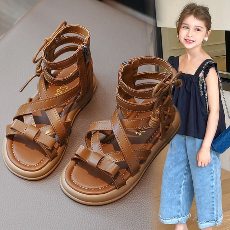 Glory Children's Sandals Summer 2026 New Style Princess Beach Sandals Soft Sole Roman Slide Sandals for Middle and Older Kids