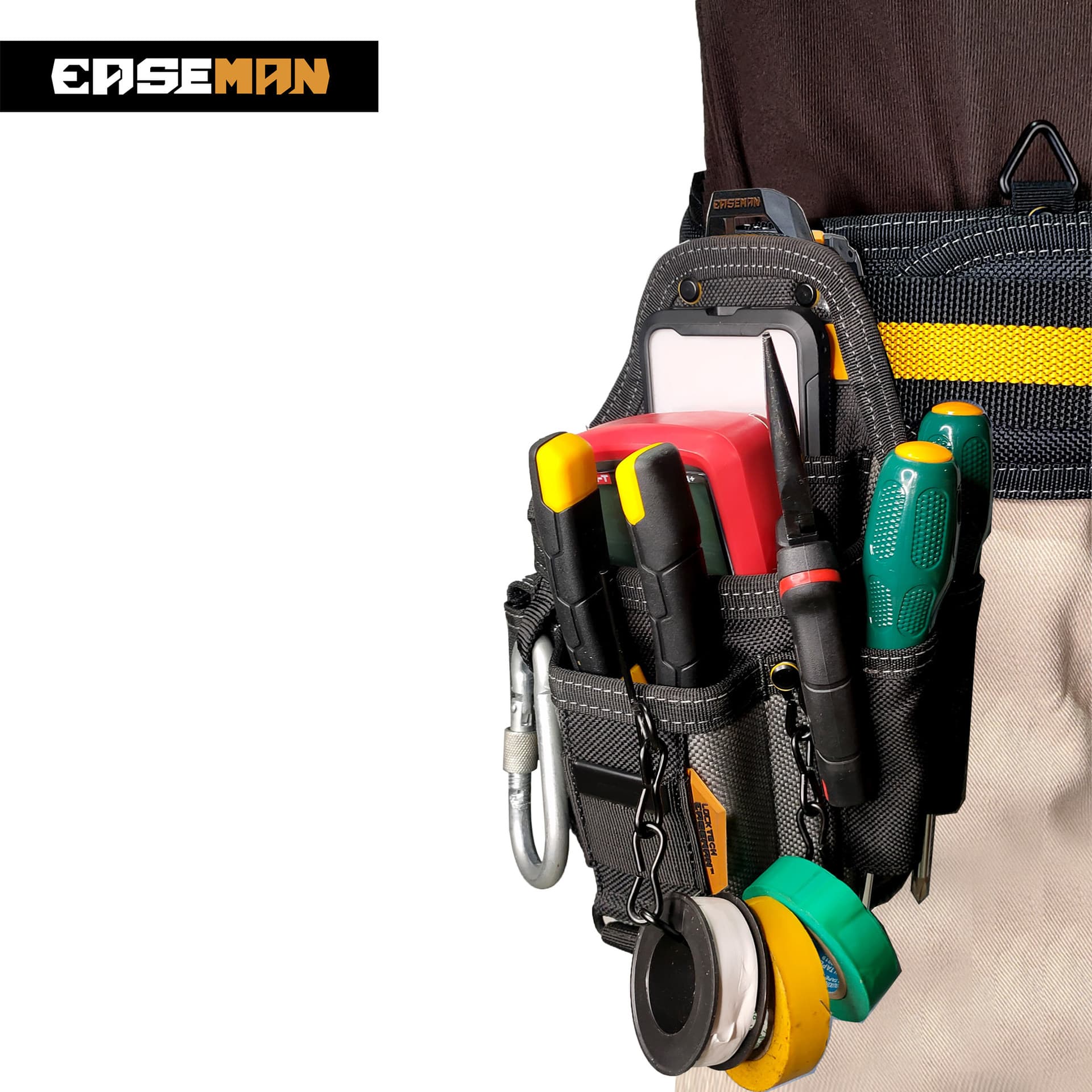 EASEMAN Tool Pouch Electrician Tool Belt Quick-Release Heavy Duty Multi-Function Thickened Wear-Resistant Waist Belt